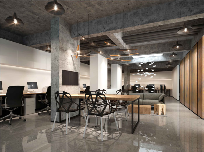1500平方躍層辦公室二層辦公區(qū)域設(shè)計方案效果圖
