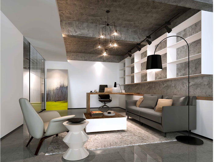 1500平方躍層總經(jīng)理辦公室設(shè)計方案效果圖