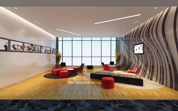 航空科技公司辦公室前臺(tái)接待裝修設(shè)計(jì)案例效果圖