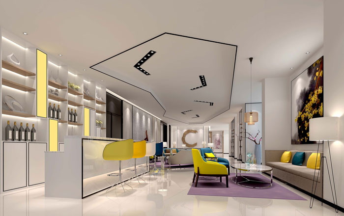 780平方服裝公司辦公室前臺裝修設(shè)計(jì)案例效果圖