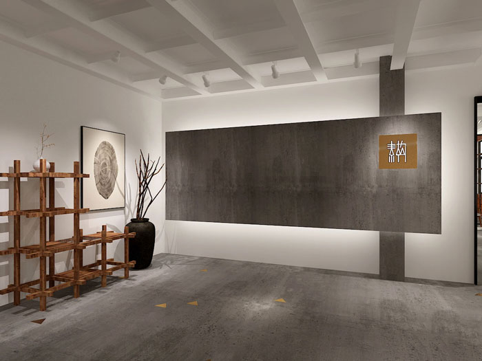 服飾設(shè)計(jì)公司辦公室進(jìn)門區(qū)域裝修設(shè)計(jì)案例效果圖