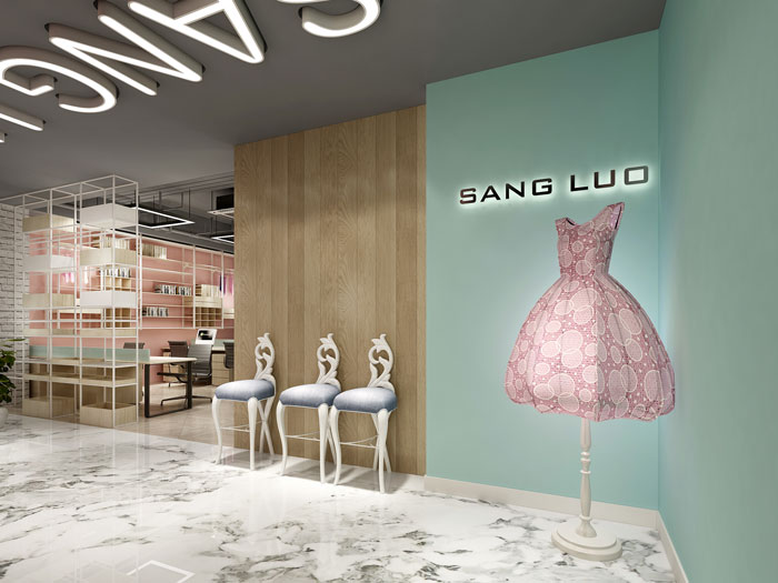 女裝公司辦公室進(jìn)門區(qū)域裝修設(shè)計(jì)案例效果圖