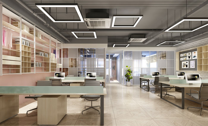 女裝公司辦公室辦公區(qū)域裝修設(shè)計(jì)案例效果圖