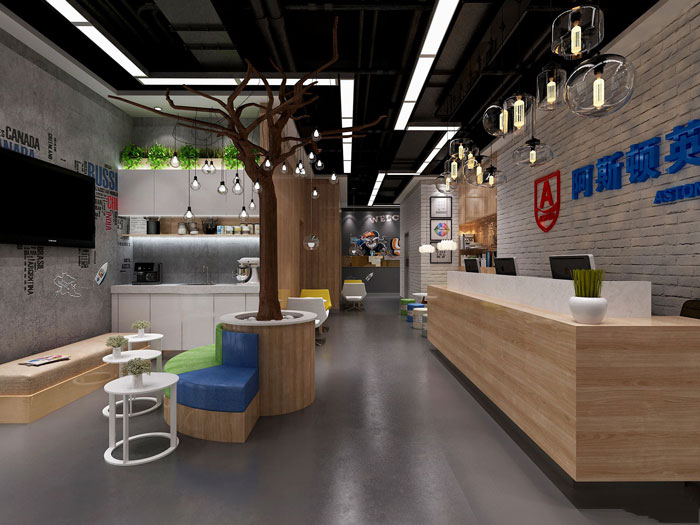 650平方教育辦公室前臺(tái)過道裝修設(shè)計(jì)案例效果圖