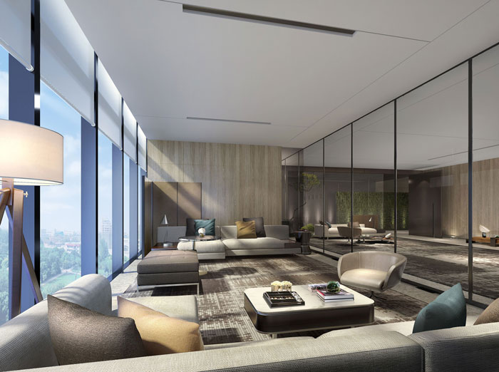 1420平方現(xiàn)代簡約辦公室前臺接待裝修設(shè)計案例效果圖