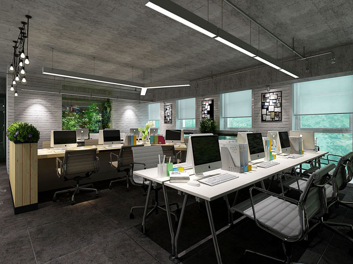 640平方中型辦公室辦公區(qū)域裝修設計案例效果圖