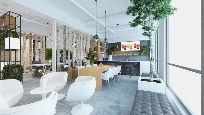 450平方電子商務(wù)辦公室茶水間裝修設(shè)計(jì)案例效果圖