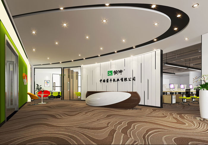 600平方乳業(yè)公司辦公室前臺(tái)軟裝設(shè)計(jì)效果圖
