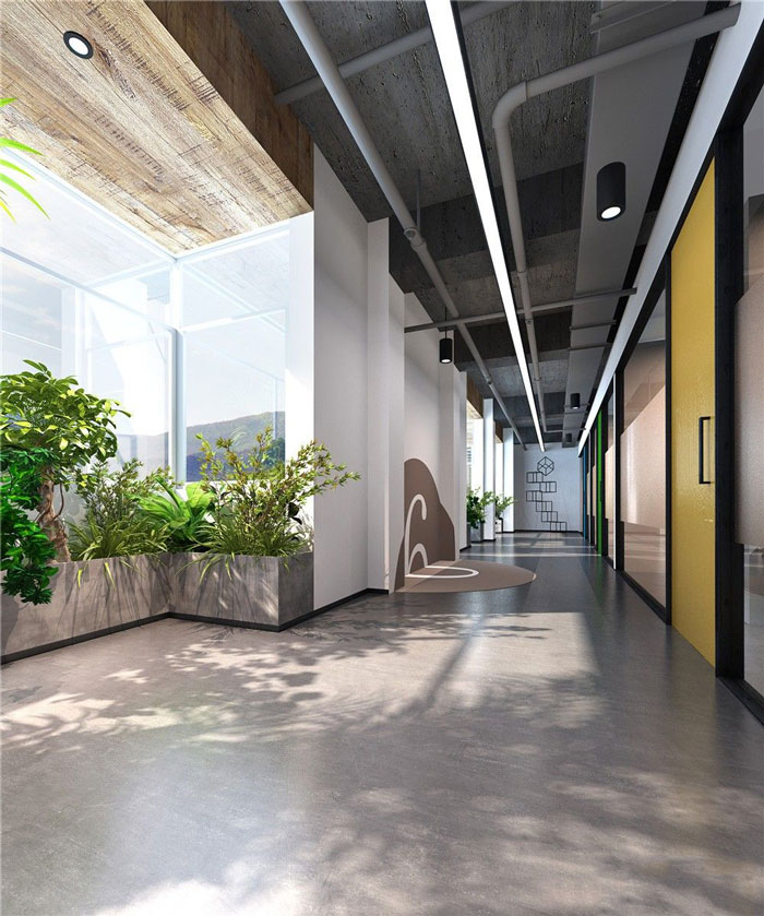 1250平方現(xiàn)代簡(jiǎn)約風(fēng)格辦公室過(guò)道區(qū)域裝修設(shè)計(jì)案例效果圖