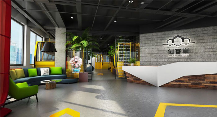 1420平方大型辦公室前臺裝修設計案例效果圖