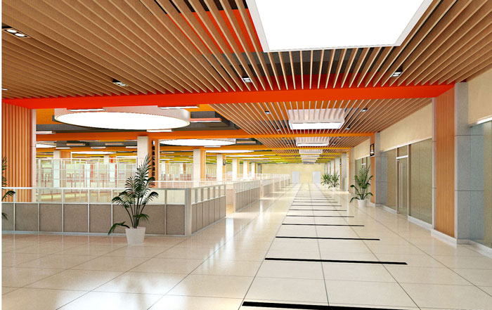 1500平方創(chuàng)意工廠辦公室過道裝修設(shè)計案例效果圖