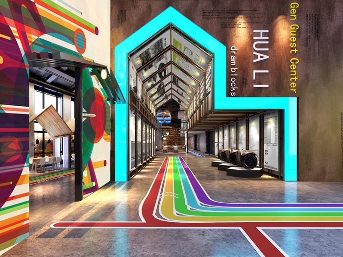 2200平方廠房辦公室過(guò)道裝修設(shè)計(jì)案例效果圖