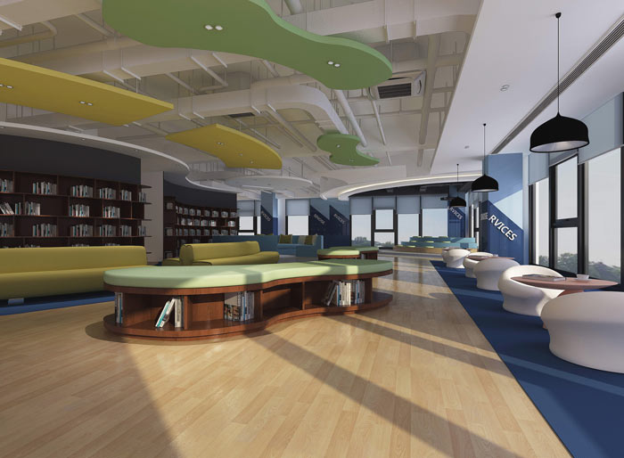 信息科技公司辦公室書吧軟裝設(shè)計(jì)方案效果圖