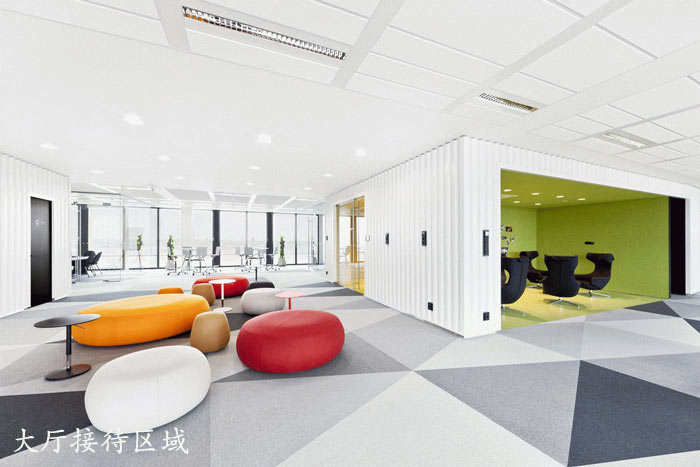 外貿(mào)電子商務(wù)公司辦公室大廳裝修設(shè)計案例效果圖