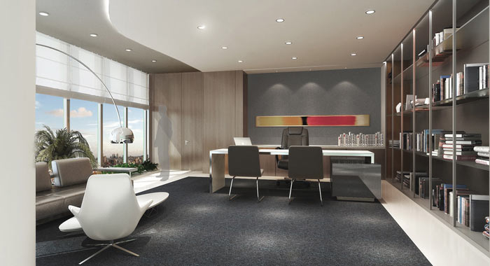 汽車互聯(lián)網(wǎng)公司總經(jīng)理辦公室裝修設(shè)計(jì)案例效果圖