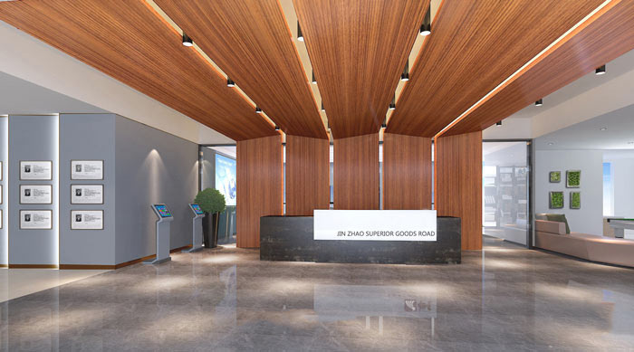 廣告?zhèn)髅焦巨k公室前臺裝修設計案例效果圖