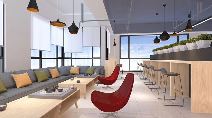 廣告?zhèn)髅焦巨k公室休息區(qū)域裝修設計案例效果圖