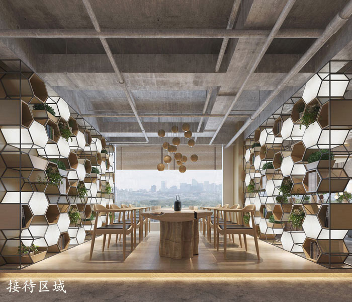 1200平方工業(yè)風(fēng)辦公室接待區(qū)域裝修設(shè)計案例效果圖