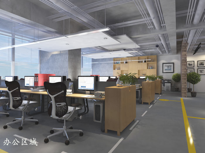 1200平方工業(yè)風(fēng)辦公室辦公區(qū)域裝修設(shè)計案例效果圖