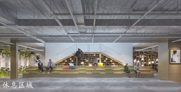 1200平方工業(yè)風(fēng)辦公室休息區(qū)域裝修設(shè)計案例效果圖