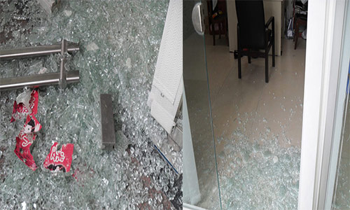 鋼化玻璃門(mén)自爆效果圖