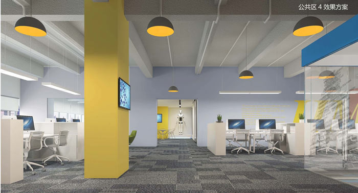 機器人科技公司辦公室動線裝修設(shè)計案例效果圖