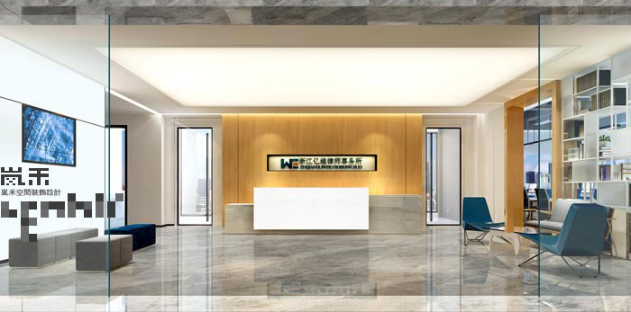 510平方中型創(chuàng)意辦公室前臺大廳裝修設(shè)計案例效果圖