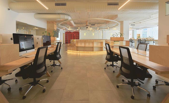 木飾面廠家辦公室辦公B區(qū)裝修設計案例效果圖