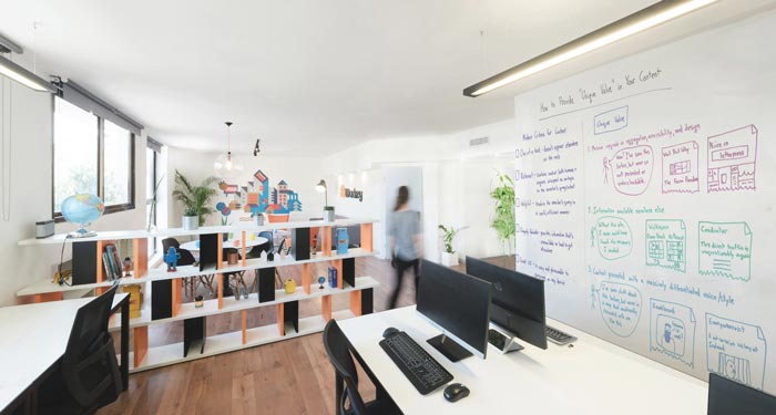 初創(chuàng)公司辦公室辦公區(qū)域裝修設(shè)計案例效果圖