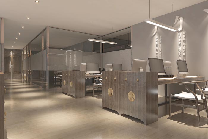 中式風格辦公室辦公右側裝修設計案例效果圖