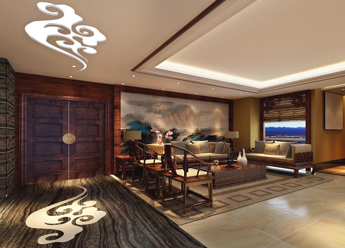 中式風(fēng)格辦事處洽談室裝修設(shè)計(jì)案例效果圖