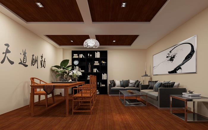 新中式loft風(fēng)格總經(jīng)理辦公室裝修設(shè)計案例效果圖