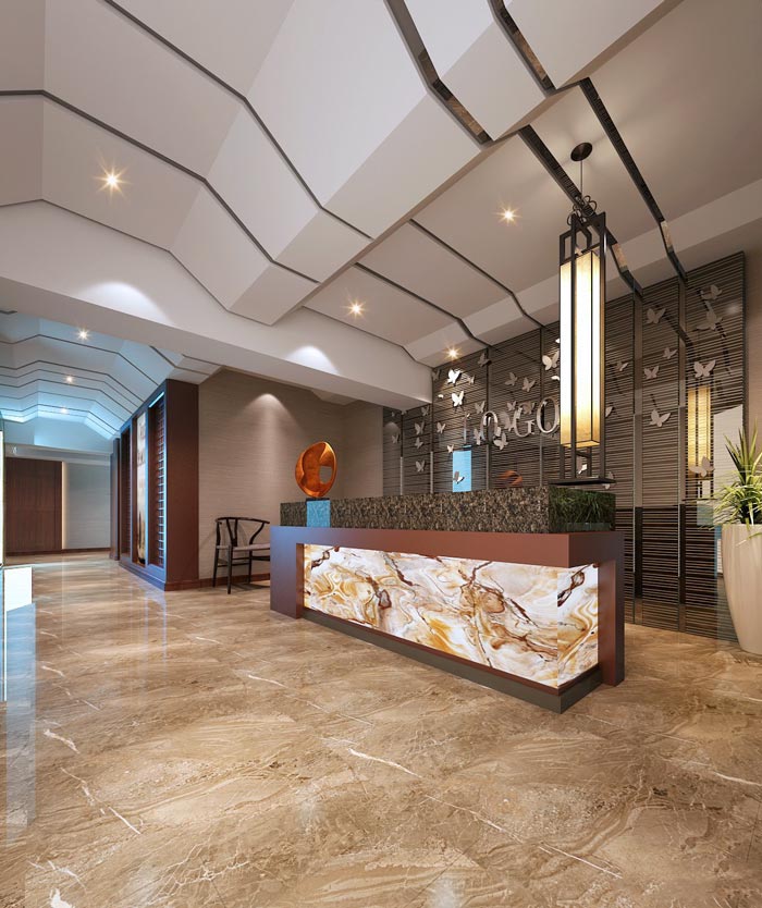 現(xiàn)代新中式風(fēng)格辦公室前臺裝修設(shè)計案例效果圖