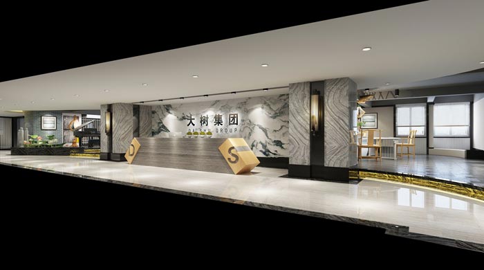 新中式禪意辦公室前臺裝修設(shè)計(jì)案例效果圖