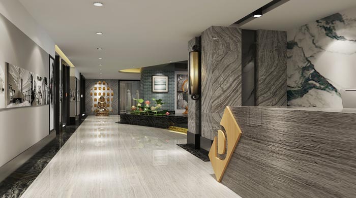 新中式禪意辦公室過道裝修設(shè)計(jì)案例效果圖