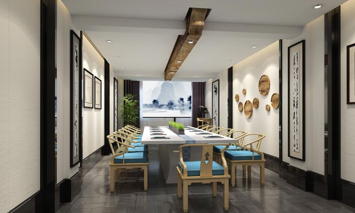 新中式禪意辦公室會議室域裝修設(shè)計(jì)案例效果圖