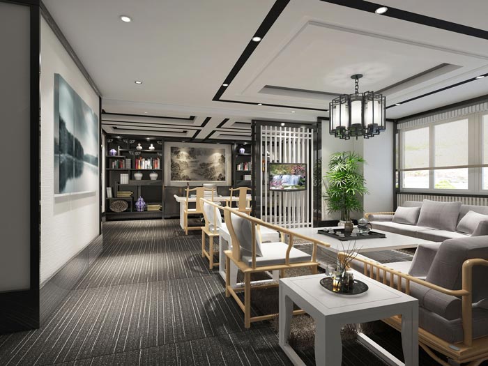 新中式禪意總經(jīng)理辦公室域裝修設(shè)計(jì)案例效果圖