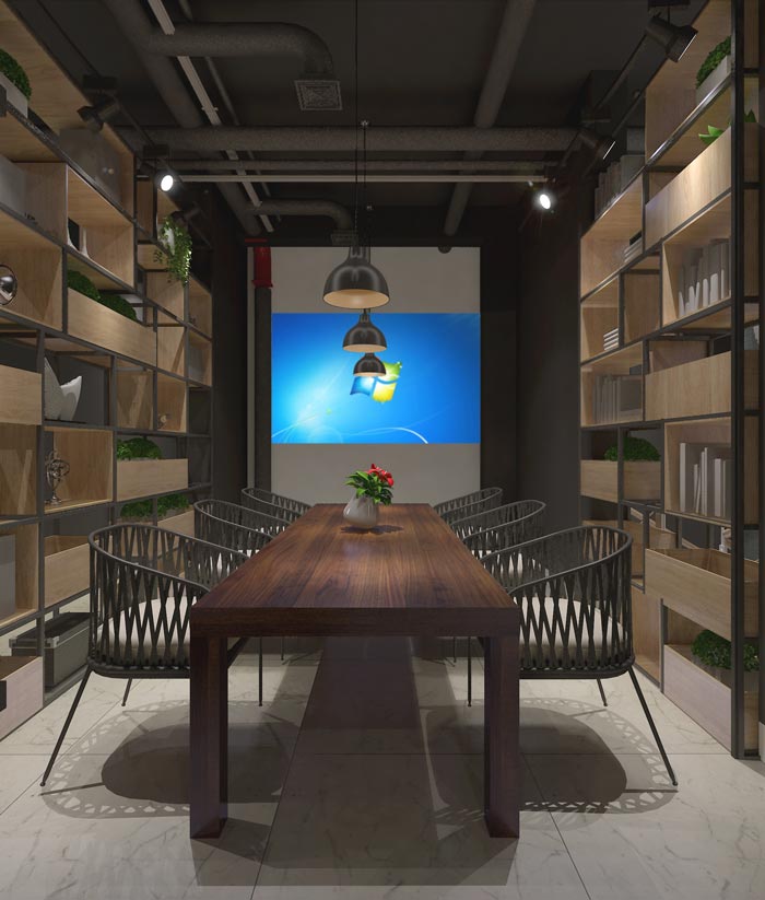 116平方創(chuàng)業(yè)公司辦公室會議室裝修設計案例效果圖
