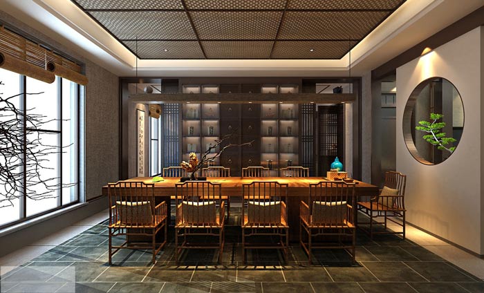 新中式辦公室辦公區(qū)裝修設(shè)計(jì)案例效果圖