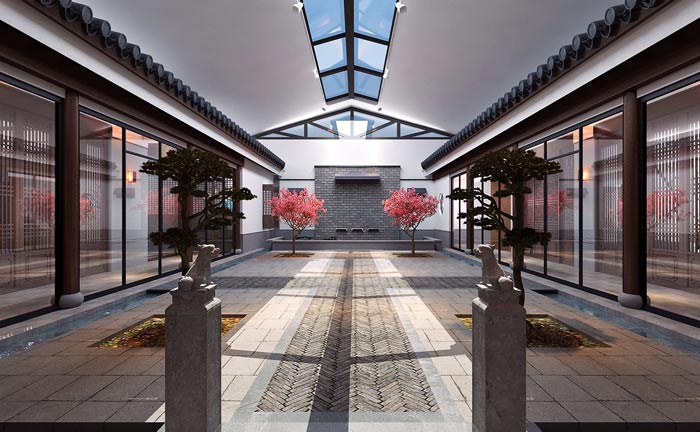 新中式辦公室裝修設(shè)計(jì)案例效果圖