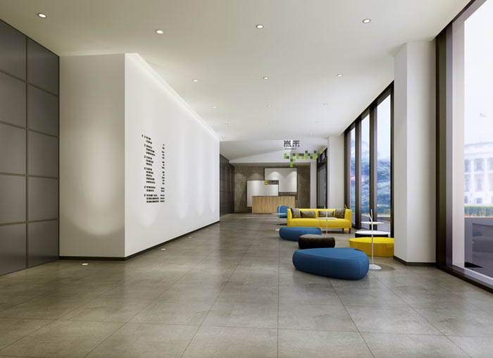 通信科技公司辦公室大廳裝修設計案例效果圖