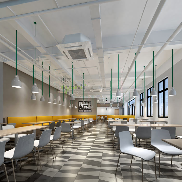 通信科技公司辦公室餐廳裝修設計案例效果圖