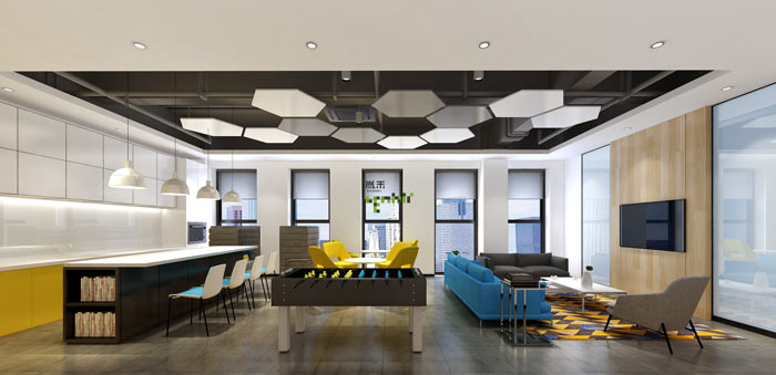 通信科技公司辦公室茶水間裝修設計案例效果圖