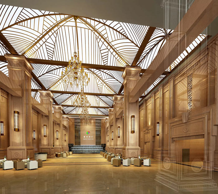 銀行寫字樓接待大廳裝修設(shè)計效果圖