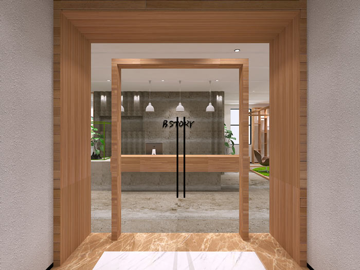 童裝公司辦公室進(jìn)門區(qū)裝修設(shè)計(jì)效果圖