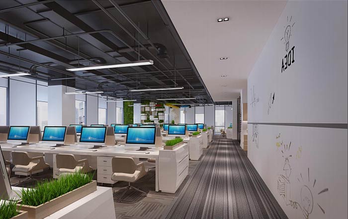 光電科技公司辦公室辦公區(qū)裝修設(shè)計(jì)效果圖