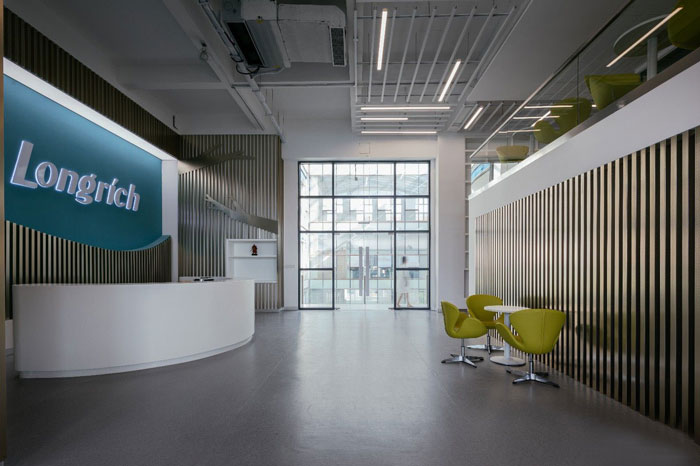 生物科技公司辦公室前臺(tái)裝修設(shè)計(jì)效果圖