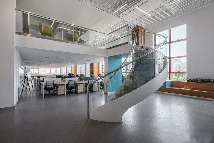 生物科技公司辦公室一樓辦公區(qū)裝修設(shè)計(jì)效果圖