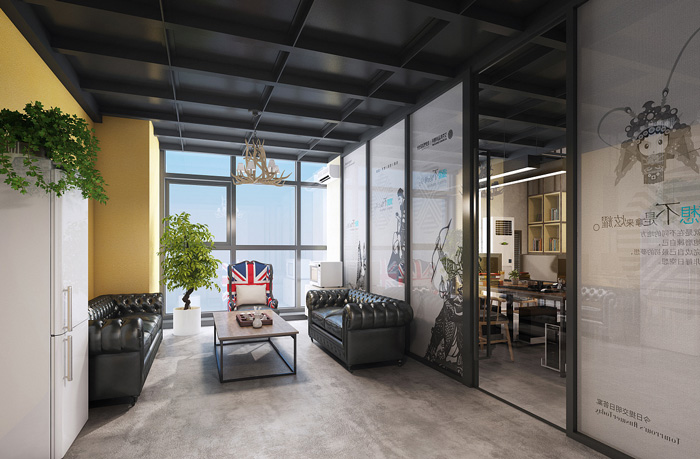 工業(yè)辦公室接待區(qū)裝修設(shè)計(jì)效果圖