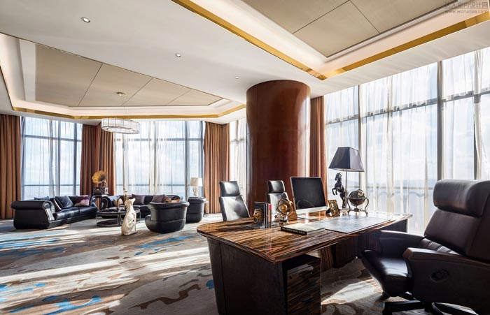 金融公司董事長(zhǎng)辦公室裝修設(shè)計(jì)效果圖